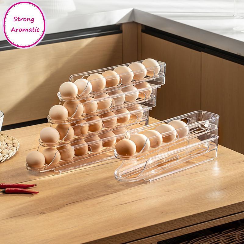 Stro 1/2/3-layer Egg Storage Box Automatic Rolling Eggs Holder Ra Ladder Refrigerator E…
