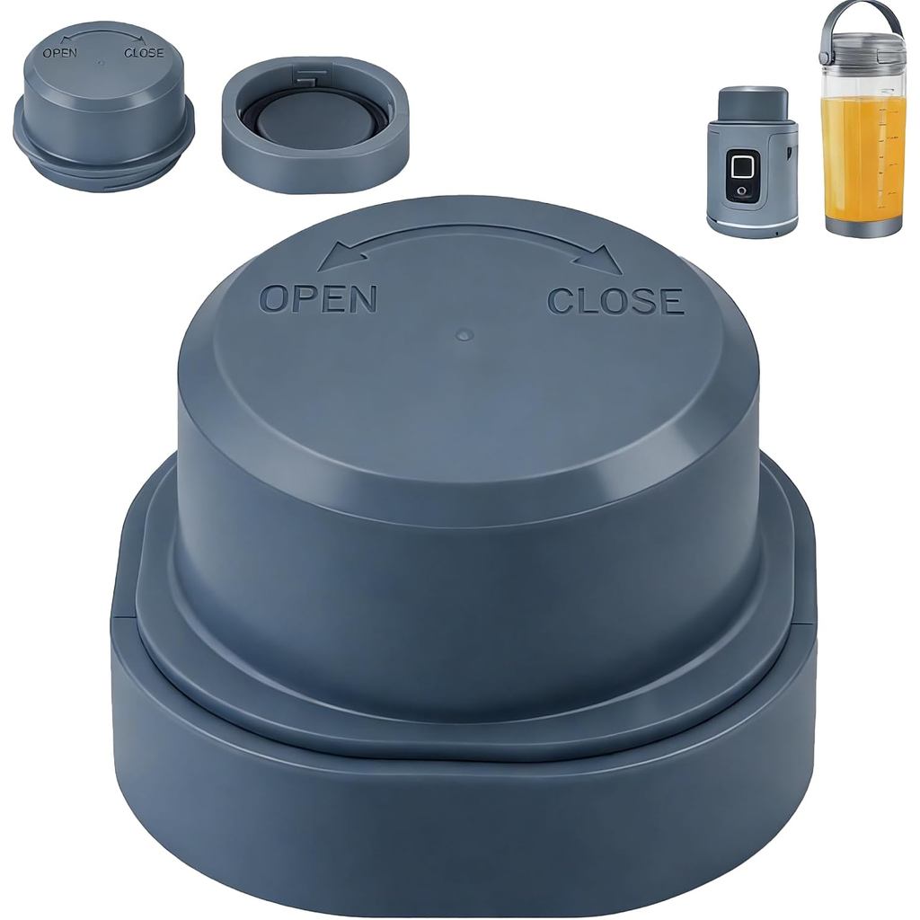 Penutup Bilah & Penutup Bekas 2-dalam-1 untuk Blender Mudah Alih Ninja Blast Siri BC100 & BC151, Alat Ganti Ninja Tahan Bocor, Gred Makanan, Selamat untuk Mesin Cuci Pinggan, Biru