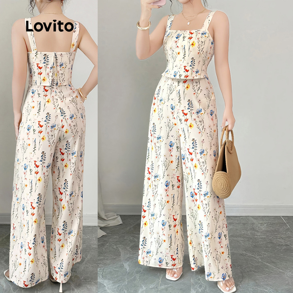 Lovito Vacation Jumpsuit Double Layer Zipper Jumpsuit for Women L177AD154 Lovito Vacation Jumpsuit Double Layer Berzip untuk Wanita L177AD154