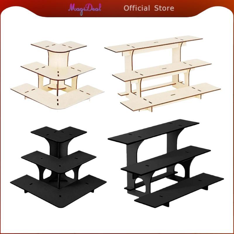 MagiDeal 3 Tier Corner Tiered Display Stand for Products Wooden Display Shelf Portable