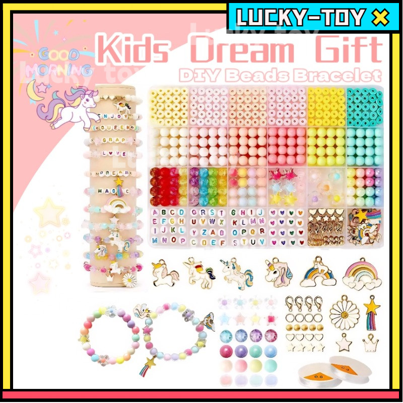 1340pcs Rainbow Horse Bracelet DIY Beads Set Creative Diy Bracelet Making Kit With Strings Friendship Gift Set for Kids
