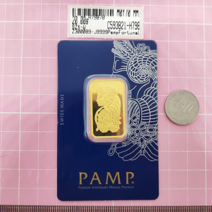 Murni Mewah Emas999.9, Gold Bar Pamp Fortuna Lady G20 Gram Pamp 300089 1.6 cm Pd H79878