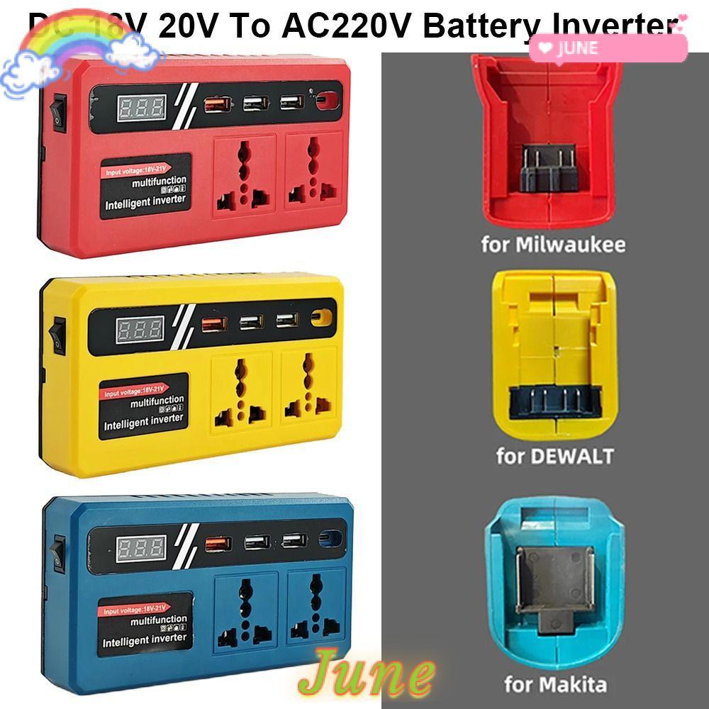 JUNE1 1Pcs Battery Inverter, Multifunctional Dual Plug Smart Transformer,  18v 20v To 220v 120W Household Outdoor Work Inverter For Makita For Dewalt For Milwaukee 18V Battery
