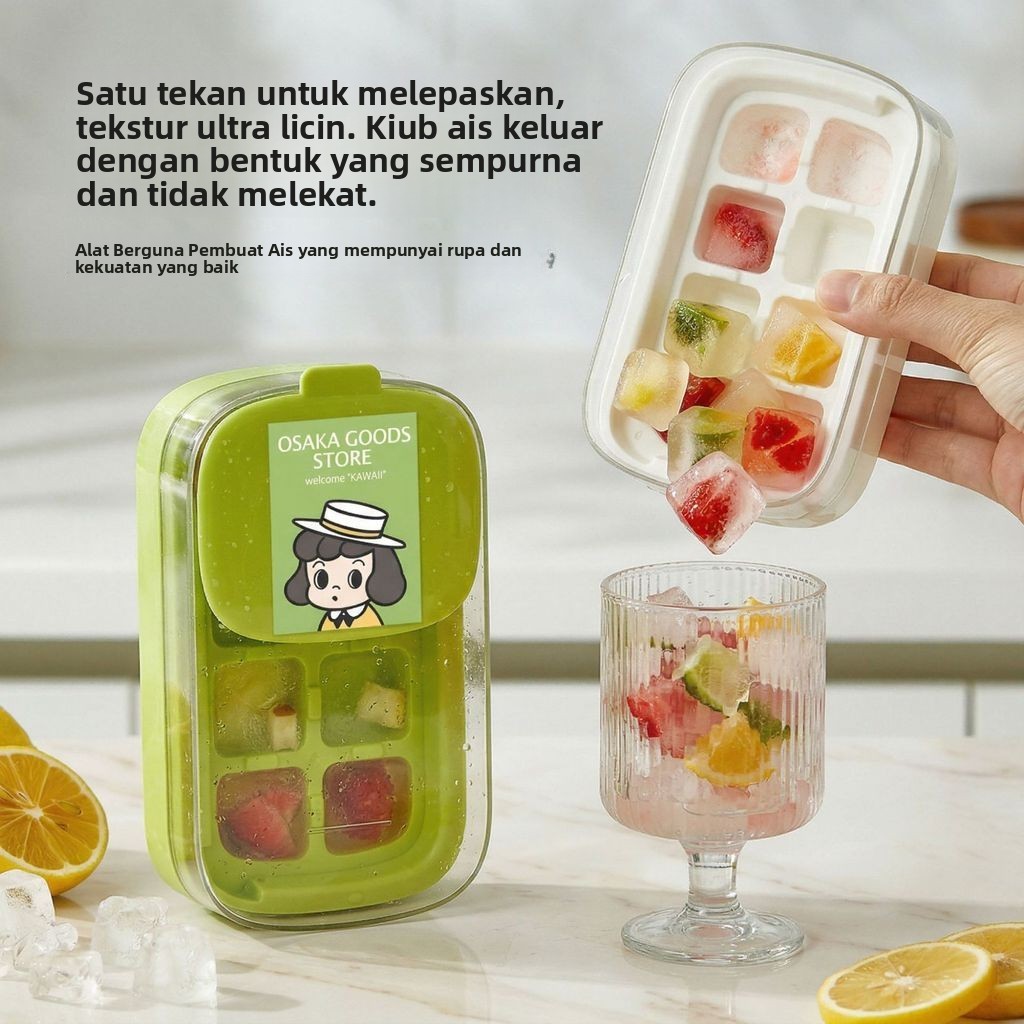 [Tersedia] [Ice Tray / Acuan Ais] Dulang Ais Mini Jenis Tekan Musim Panas Peti Sejuk Rumah Kotak Buatan Sendiri Pembuat Ais Kiub Kotak Penyimpanan Gred Makanan Pembuat... - Dulang Silikon | Silicone Ice Tray | Acuan Aiskrim | Ice Cube Tray