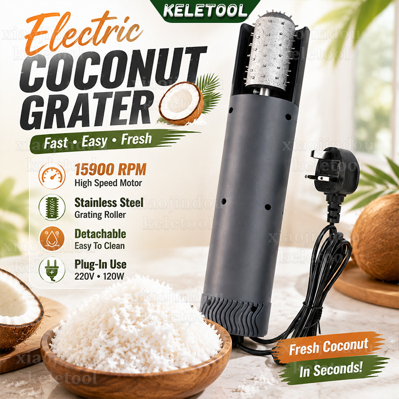 Portable Electric Coconut Meat Scraper Anti Splash Stainless Steel Blade Mesin Parut Kelapa Elektrik Coconut Grinder Shredder for Nasi Lemak Coconut Meat Extractor Planer