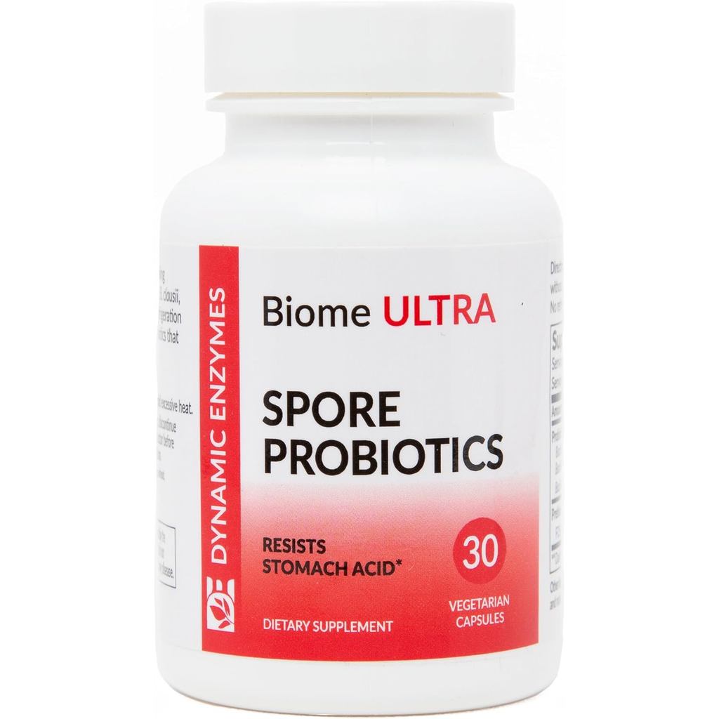 Biome Ultra Spore Probiotic + Prebiotic FOS (ProbioSEB CSC3) – 5 Bilion CFU Setiap Kapsul – Bacillus Coagulans, Subtilis & Clausii – Probiotik Harian yang Stabil untuk Keadaan Simpanan bagi Usus & Mikrobiom