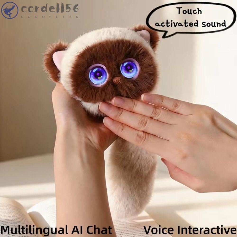 CORDELL AI Cat Plush Toy, Intelligent Voice Communication AI Continuous Dialogue AI Cat Spirit Pendant, Winking Interaction AI Cute Pets Personal Companion Voice Chat Toy Pendant