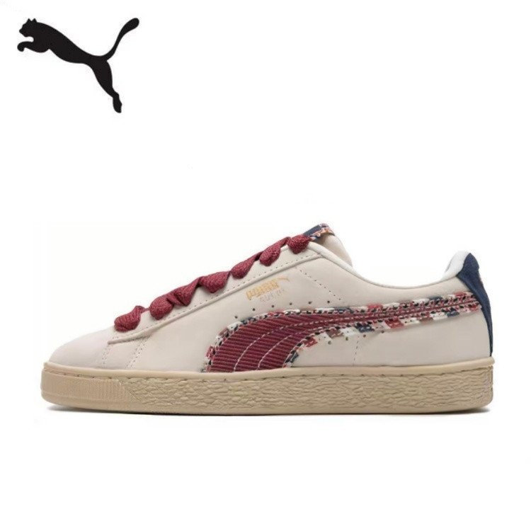 【PUMA Officiаl】PUMA Suede BZ Fringe Unisex Low Cut Beige Red Sneakers ZDY1