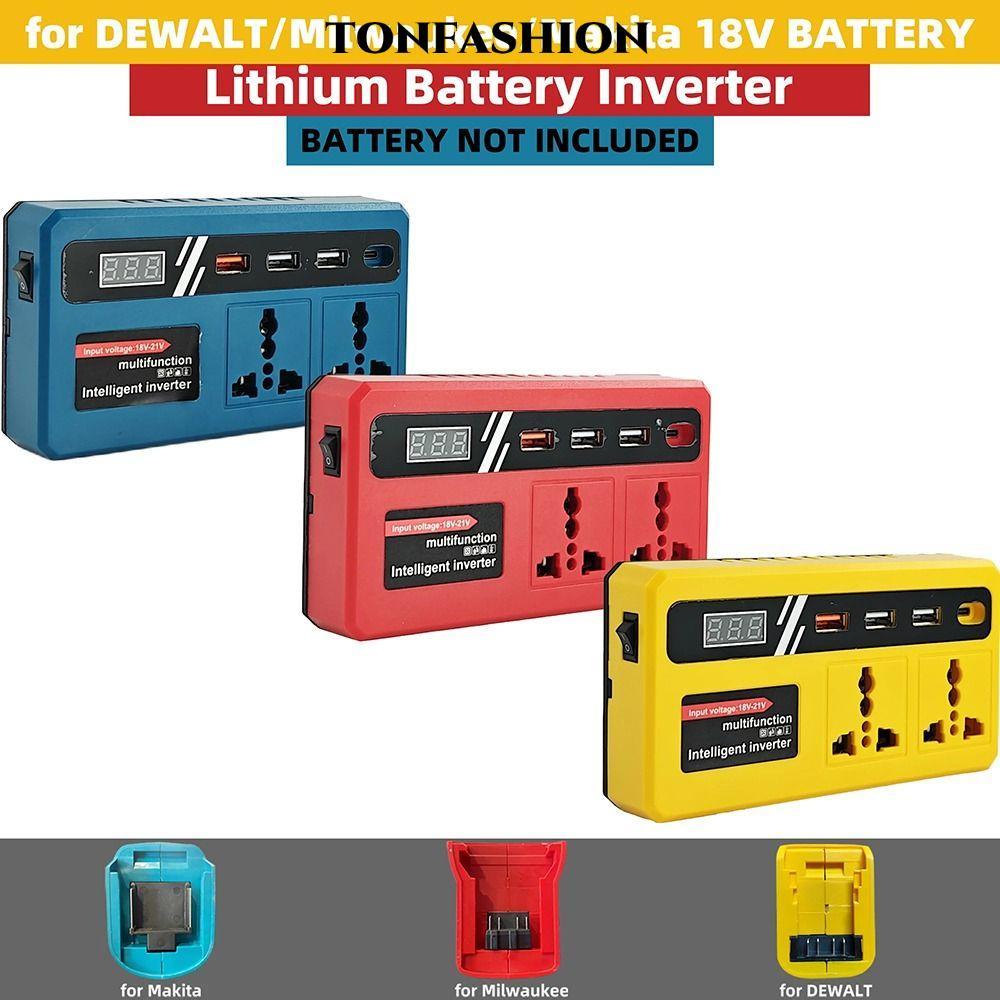 TONFASHION 1Pcs Battery Inverter, with 4 USB LED Socket Dual Plug Smart Transformer, 120W 18v 20v To 220v Multifunctional Outdoor Work Inverter