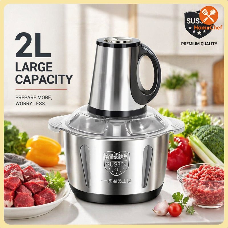 Electric Meat Grinder 300W Stainless Steel Bowl 2L 5L Food Chopper Mesin Kisar Daging