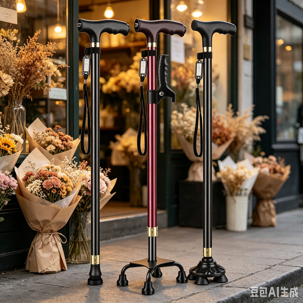 Elderly Crutches Shock-resistant Crutches Big Four-legged Cane、-*&***&&-&*&&-*-&&--*&***-&&&*-**&*&、walking aid、walking cane、tongkat orang tua、tongkat lipat、 4 kaki、Foldable walking stick for elderly、tongkat kaki 4、拐杖椅子