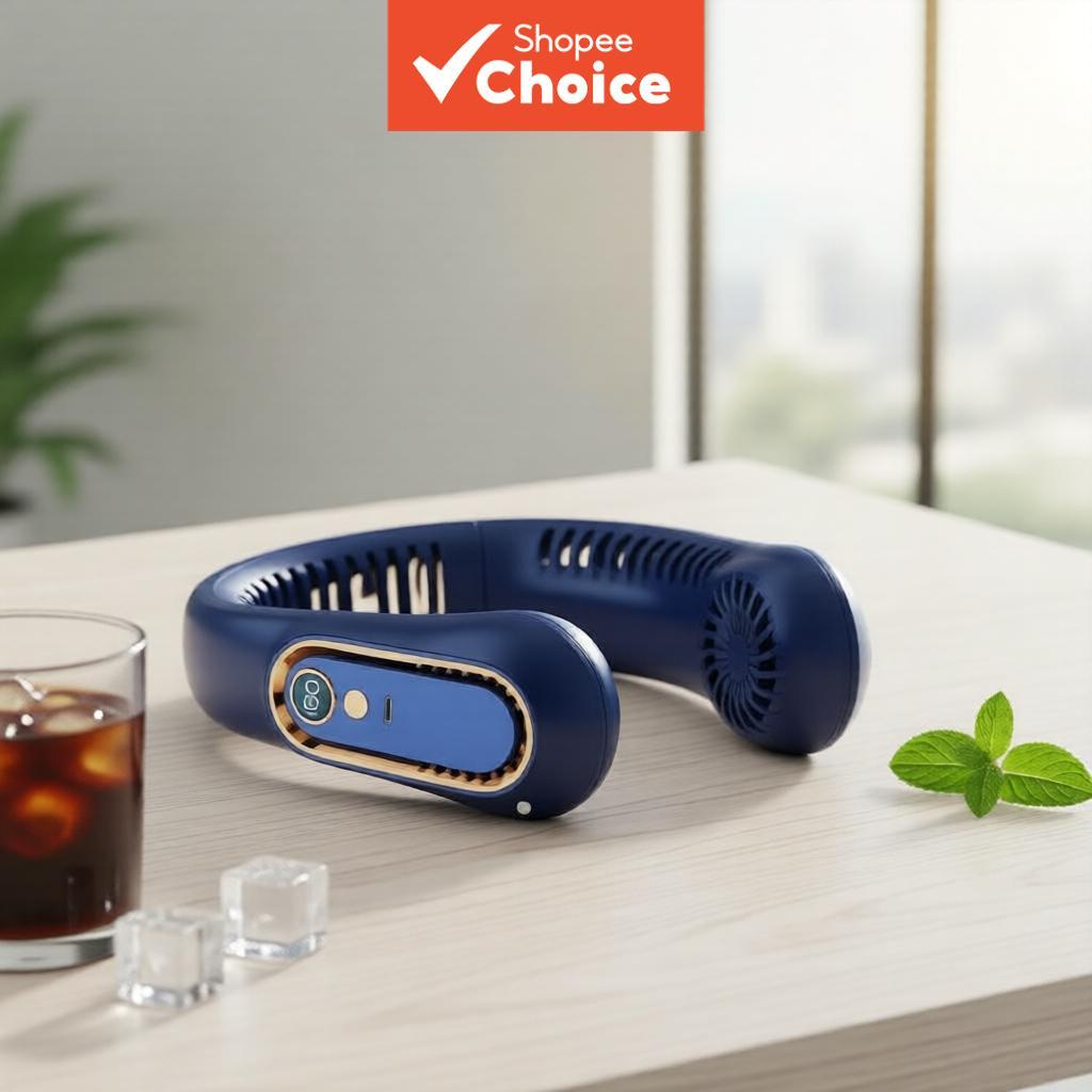  AA Portable Neck Fan, stay cool and comfortable with this USB rechargeable 5-speed adjustable neck fan—digital display and bladeless  Kipas Leher Mudah Alih AA, Kekal Sejuk dan Selesa dengan Kipas Leher Boleh Cas USB 5 Kelajuan-Paparan Digital dan Tanpa