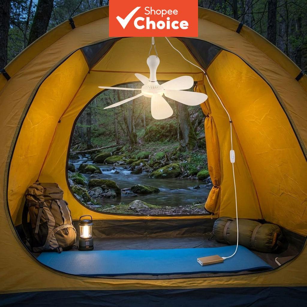 USB Hanging Ceiling Fan, Portable Mini Tent Fan with Hook and 1.7 m USB Cable, Lightweight 5-Blade Fan for Camping, RV, Dorm, Office and Bedroom Kipas Siling Gantung USB, Kipas Mini Mudah Alih dengan Cangkuk dan Kabel USB 1.7 m, Kipas 5 Bilah Ringan untuk