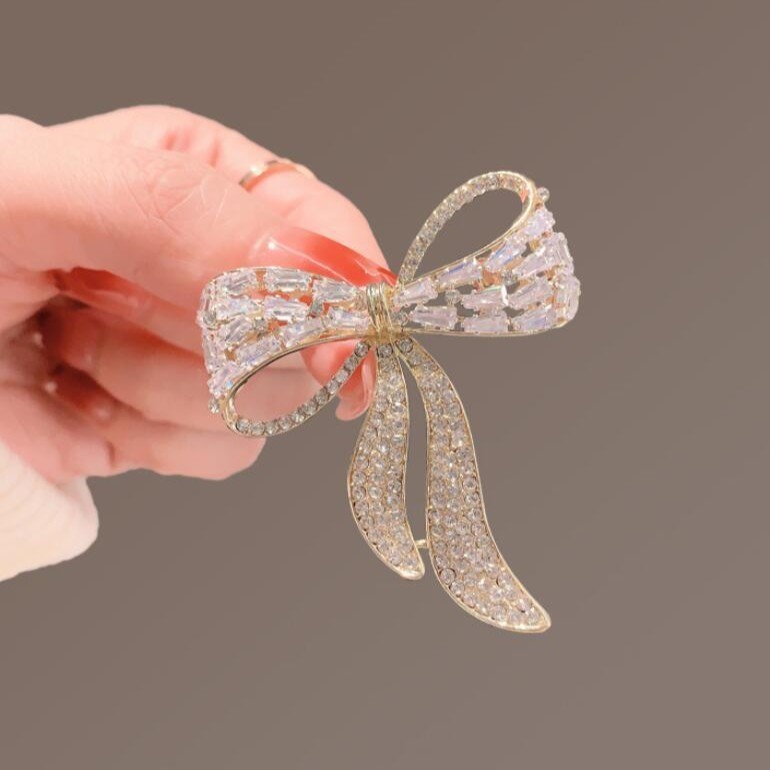 Bow Brooch Anti-glare Safety Buckle Classy Celebrity Suit Accessories Niche Alloy Corsage Badge
