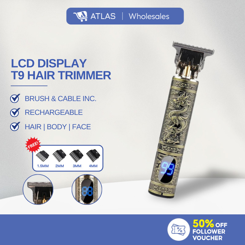 ATLAS Mesin Gunting Rambut Boleh Dicas Semula Elektrik T9 Pemangkas Rambut Memotong Rambut trimmer 剪頭發工具
