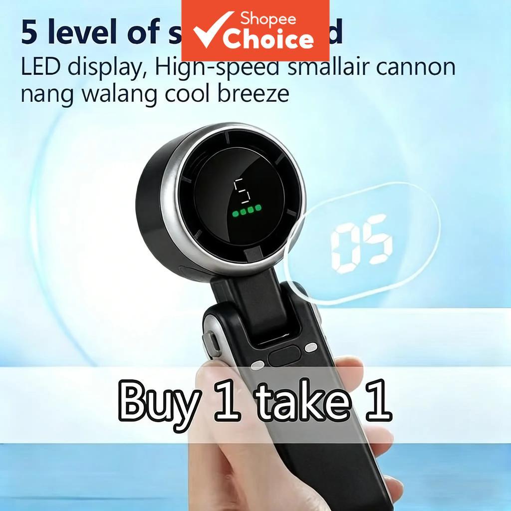High-Speed Turbo Mini Fan, Handheld Bladeless Cold Fan, 5-Gear LED, USB Charging, Power Display, Portable Outdoor Wireless Air-Cooling Fan Kipas Tangan Turbo Mini Berkelajuan Tinggi - Kipas LED Tanpa Bilah, 5 Kelajuan, Paparan Kuasa, Pengecasan USB,