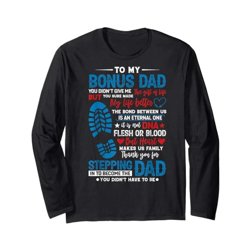 T-shirt yang hebat untuk bapa bukan bapa kandung! Kolar lengan panjang, lembut dan bernafas, sesuai untuk pakaian kasual