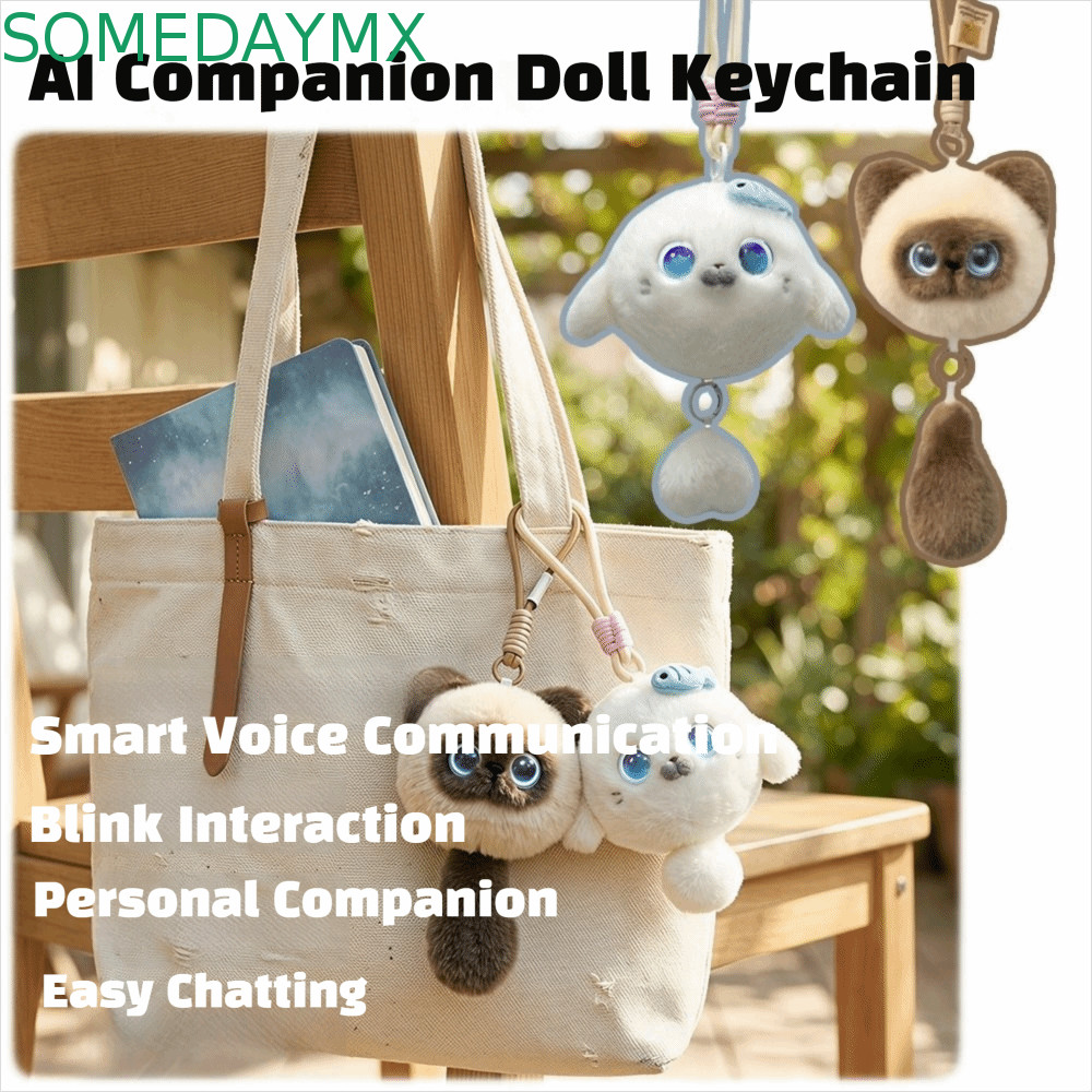 SOMEDAYMX AI Cat Spirit Pendant, Intelligent Voice Communication Personal Companion AI Cat Plush Toy, AI Cute Pets Relaxing Chat AI Continuous Dialogue Voice Chat Toy Pendant