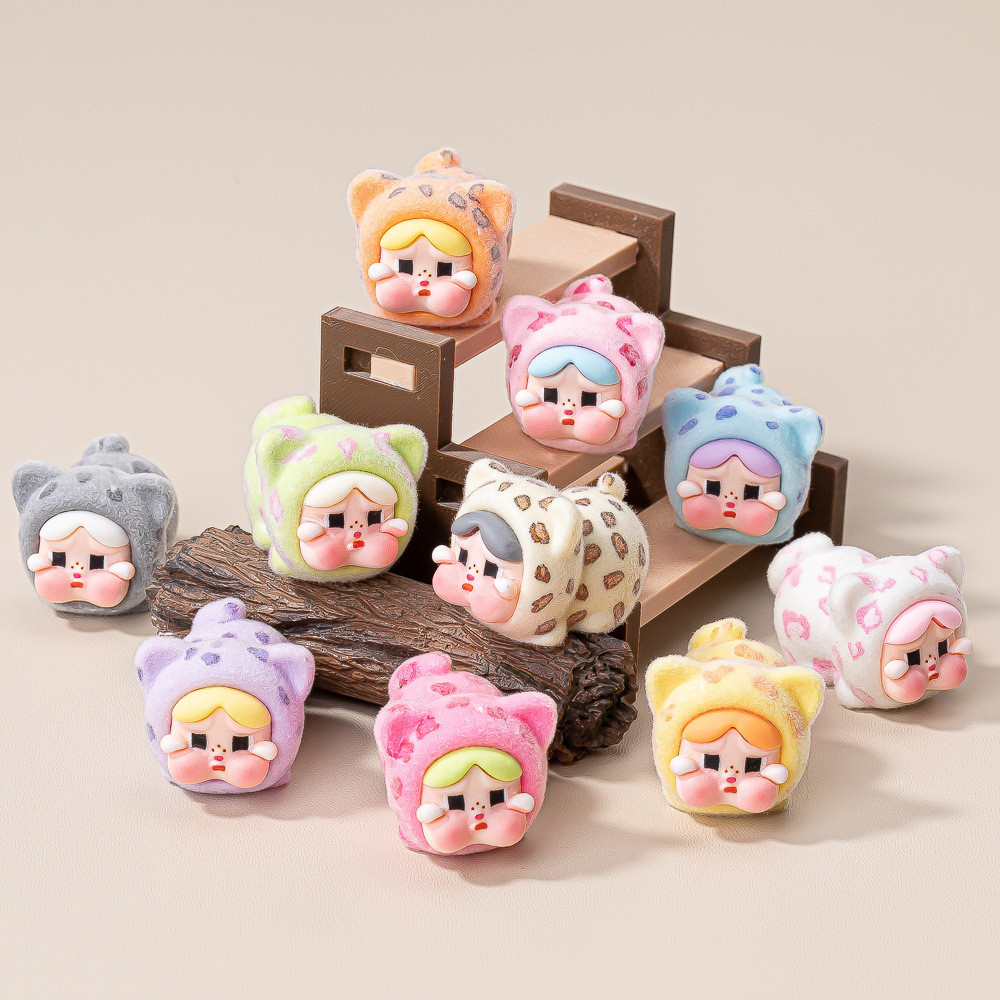 Creative Flocking Leopard Print Kitten Crying diy Jewelry Resin Accessories Fun Mystery Box Cute Pellets Student Desktop Decoration