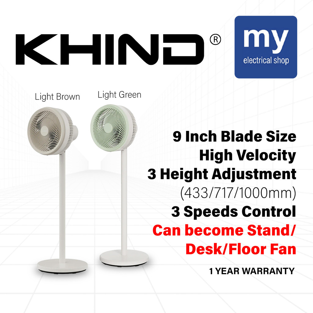 Khind Stand Fan Air Circulator Desk Fan Table Fan Floor Fan AC9501SA Speed Adjust Knob