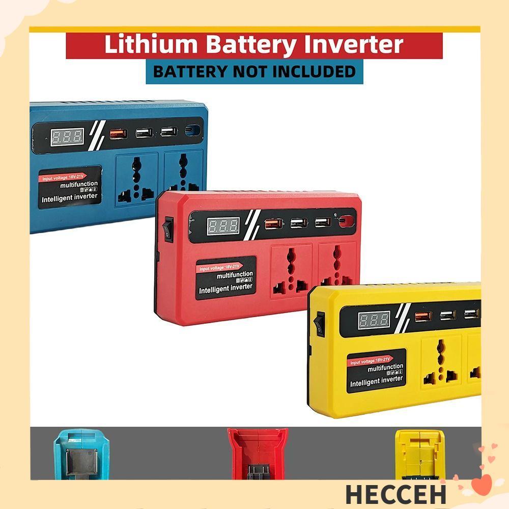 HECCEH 1Pcs Battery Inverter, Dual Plug Multifunctional Smart Transformer, 18v 20v To 220v with 4 USB LED Socket Household Outdoor Work Inverter