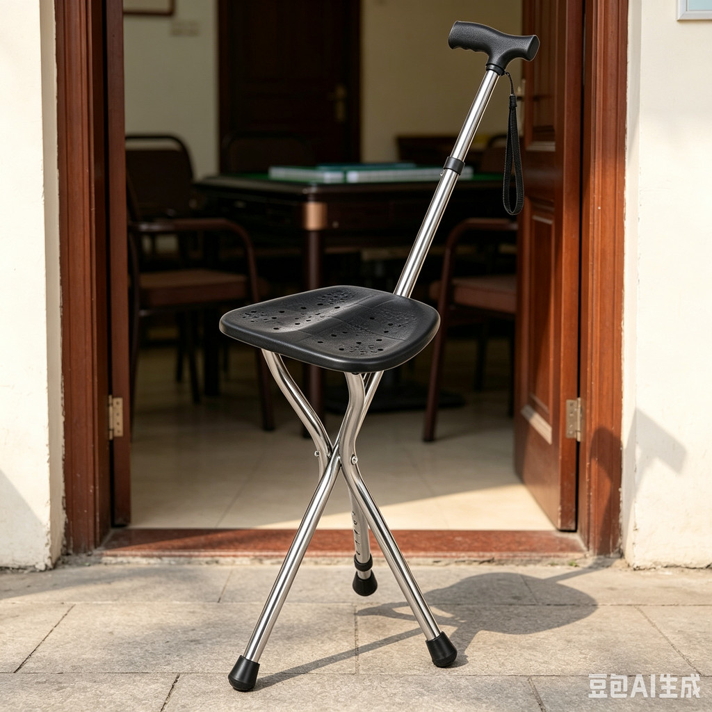 Walking Cane Stool Elderly Anti-slip Folding Walking Cane Chair- &&&& -- &&& *** & *** -、walking aid、tongkat orang tua、tongkat lipat、tongkat 4 kaki、Foldable stick for elderly、 kaki 4、拐杖椅子