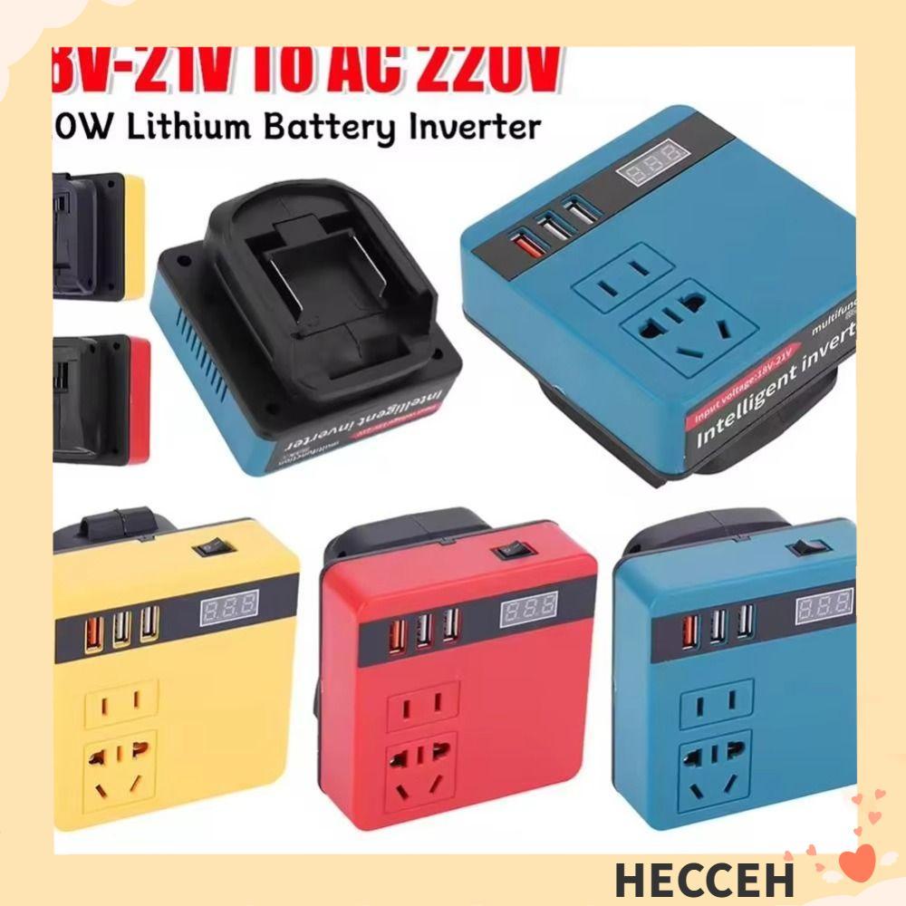 HECCEH 1Pcs Battery Inverter, Multifunctional Dual Plug Smart Transformer, 120W Household 18V 20V To 220V Outdoor Work Inverter For Makita For Dewalt For Milwaukee 18V Battery