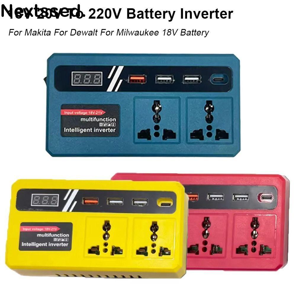 NEXTSMY 1Pcs Battery Inverter, with 4 USB LED Socket 18v 20v To 220v Smart Transformer, Dual Plug 120W Multifunctional Outdoor Work Inverter