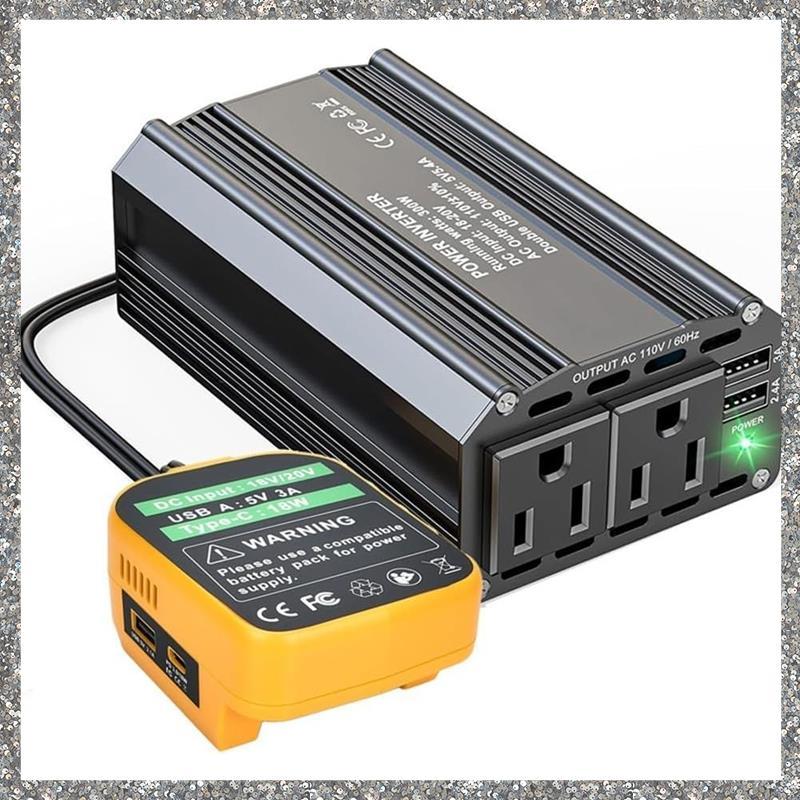[feidan33.ph] DC-AC 300W for Power Converter for  18V 20V Batteries Portable Inverter Dual USB Fast Charging for Power Tools