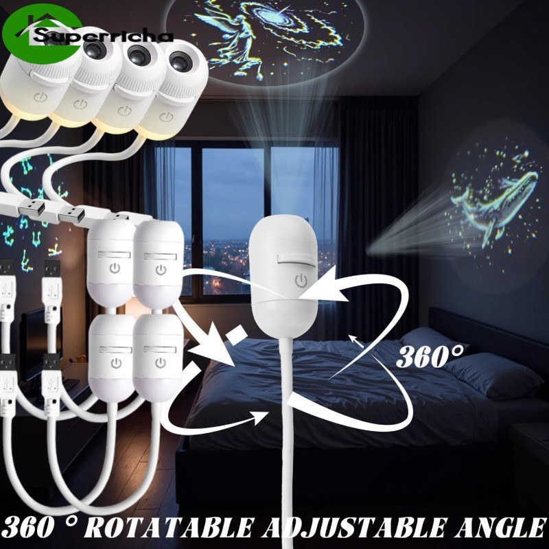 Replaceable Film Starry Sky Projection Lamp-3 Brightness Adjustable Sleep Aid Night Light-Compact USB Projector for Baby Room Home Decor