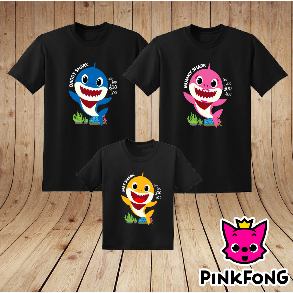 Ready stock Hot F169 Family Tee - Baby/Daddy/Mummy Shark - Black Tshirt - Kids/Adult Size Available - Customised Tee