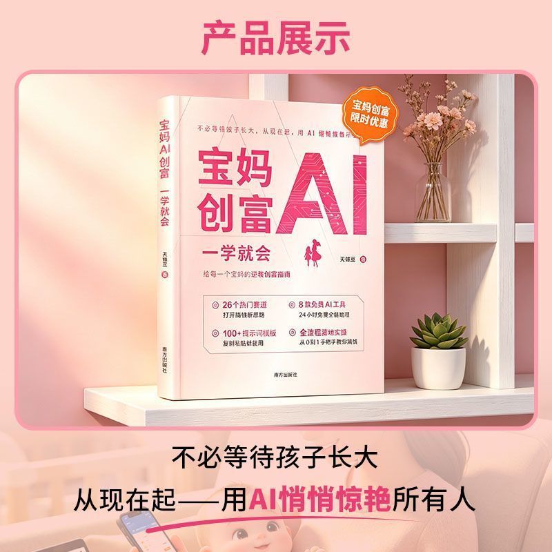 宝妈AI创富一学就会全职宝妈居家人工智能AI 轻创业实操指南书籍Baoma will live full-time as soon as she AI to create wealth.20260809