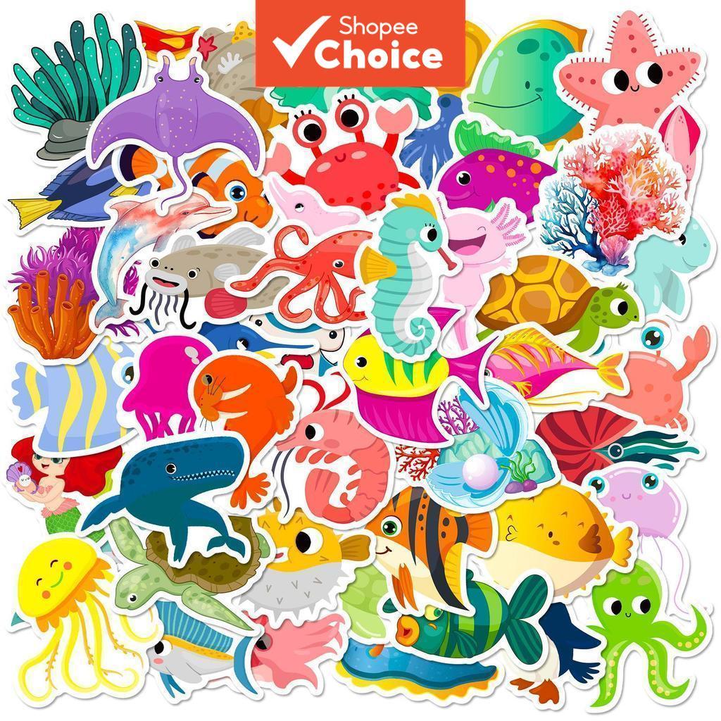Marine Life Animal Stickers Cute Stickers Waterproof Stickers 50Pcs Laptop Sticker DIY Decor