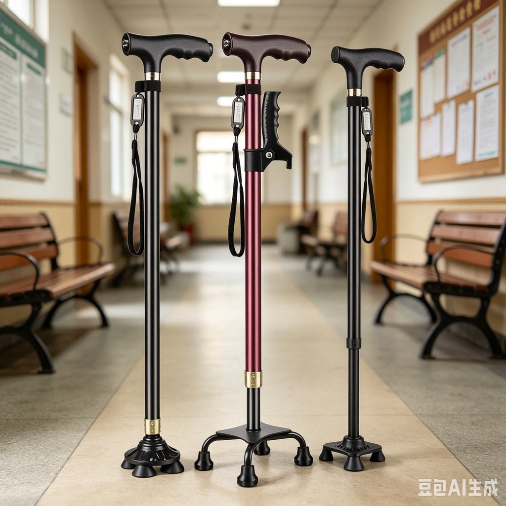 Elderly Crutches Shock-resistant Crutches Big Four-legged Cane、walking aid、walking cane、tongkat orang tua、tongkat lipat、tongkat 4 kaki、Foldable walking stick for elderly、 kaki 4、拐杖椅子