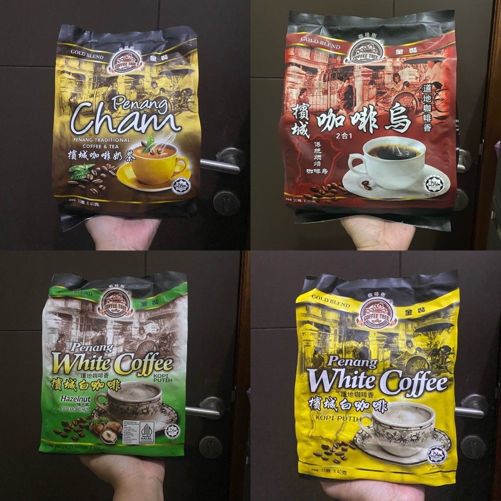 Coffee Tree Penang White Coffee Hazelnut Durian 3In1 Kopi-O All Flavors Coffee Penang Malaysia