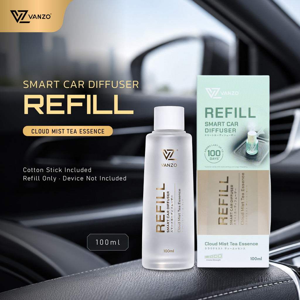 VANZO Smart Car Diffuser Refill Pack - Cloud Mist Tea Essence (100ml)