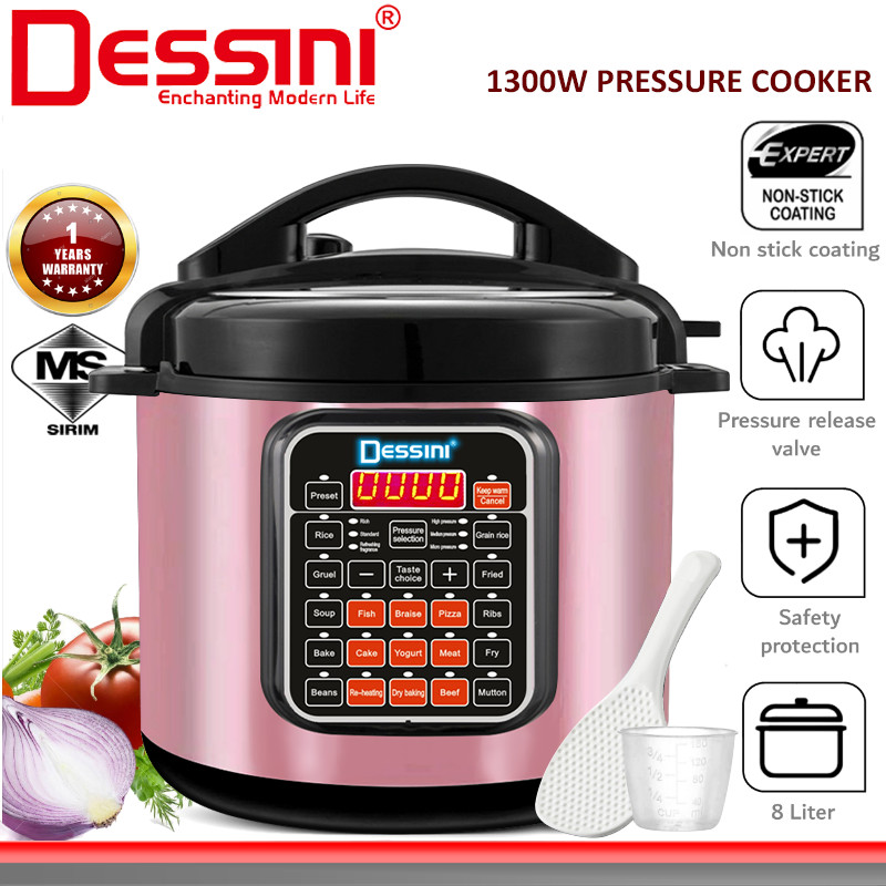 DESSINI ITALY 10 IN 1 8L Electric Digital Pressure Cooker Non-stick Stainless Steel Inner Pot Rice Cooker Steamer