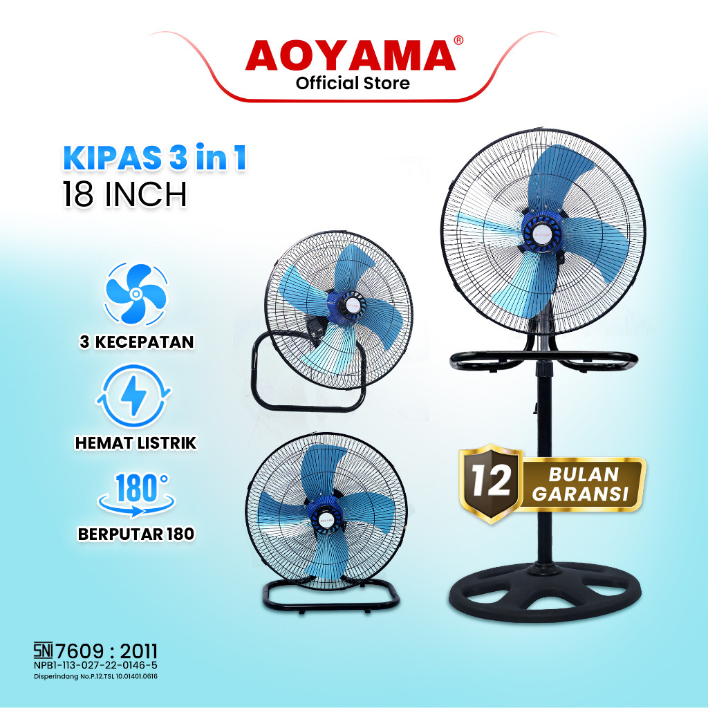 AOYAMA 18"INCH 3IN1 IRON FAN|IRON FAN | STRONG FAN | WALL FAN | Table Fan |Standing fan | SEAT FAN WALL FAN/ 12-MONTH WARRANTY/ AOYAMA FAN/ CHEAPEST STRONG WIND/