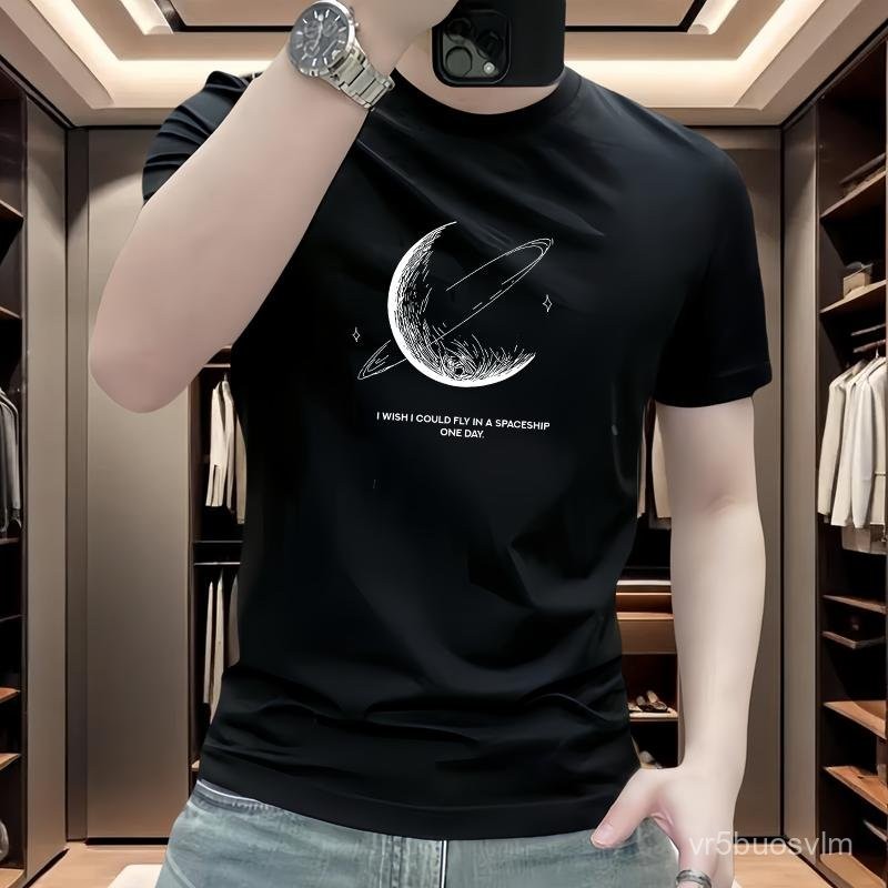 2026 gaya Amerika bergaya lengan pendek bergaya bergaya T-shirt bercetak untuk lelaki, lengan pendek leher bulat kasual