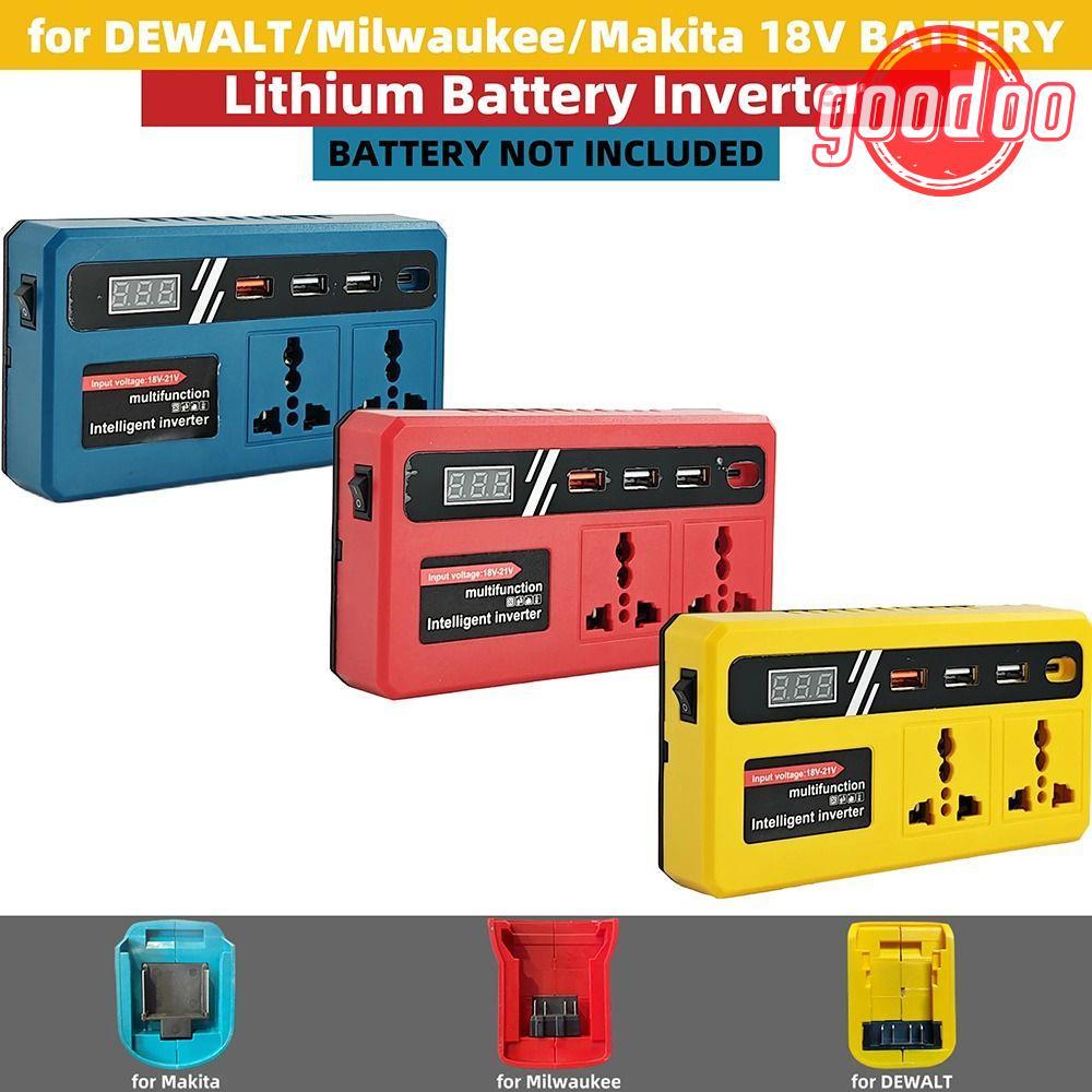 GOODOO 1Pcs Battery Inverter, 18v 20v To 220v Dual Plug Smart Transformer, with 4 USB LED Socket Multifunctional 120W Outdoor Work Inverter
