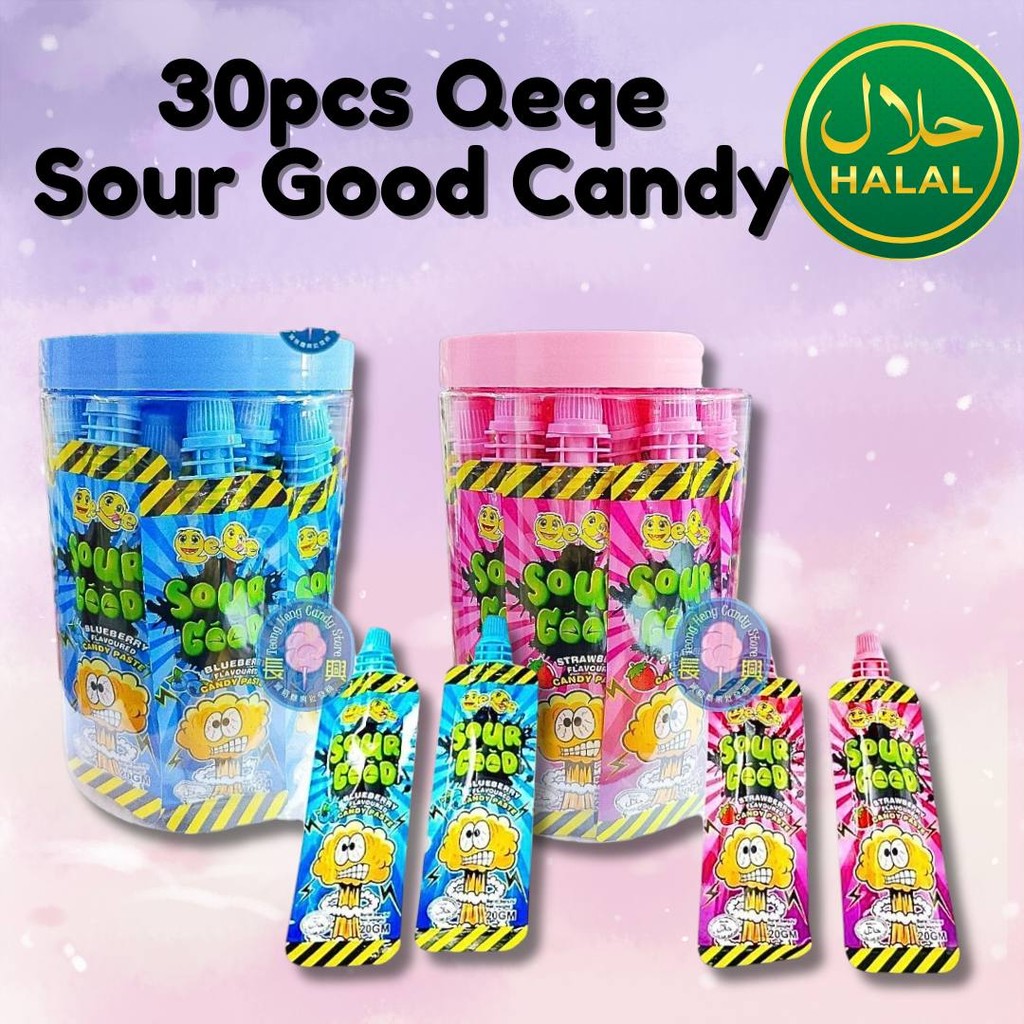 30pcs QeQe Sour Good Candy – Halal Fruity Sour Paste/Gula-Gula Masam Party Treats