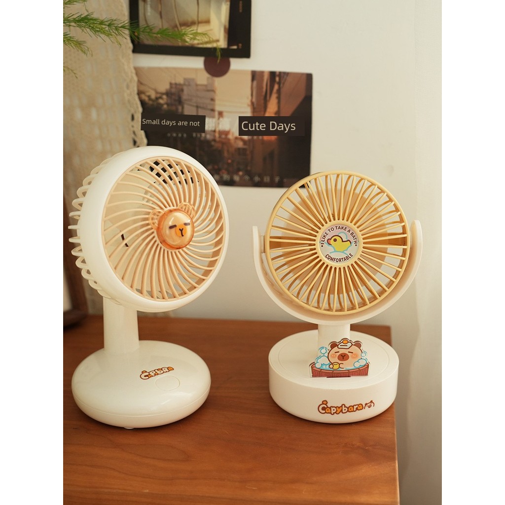 usb kipas mini kipas mini bateri tahan lama kipas usb kereta Small Days No Chapter Kapibara Desktop Fan Cute Desktop Mute Mini Charging Fan Gift