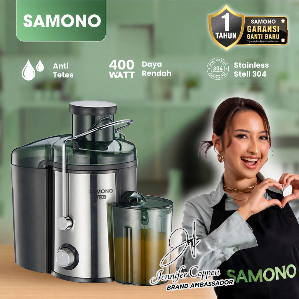 MESIN Samono Juicer SW-JE400 Black 400W 2-Speed Fruit Hole Juice Maker 69mm Anti-Tite Original with Warranty - TGG