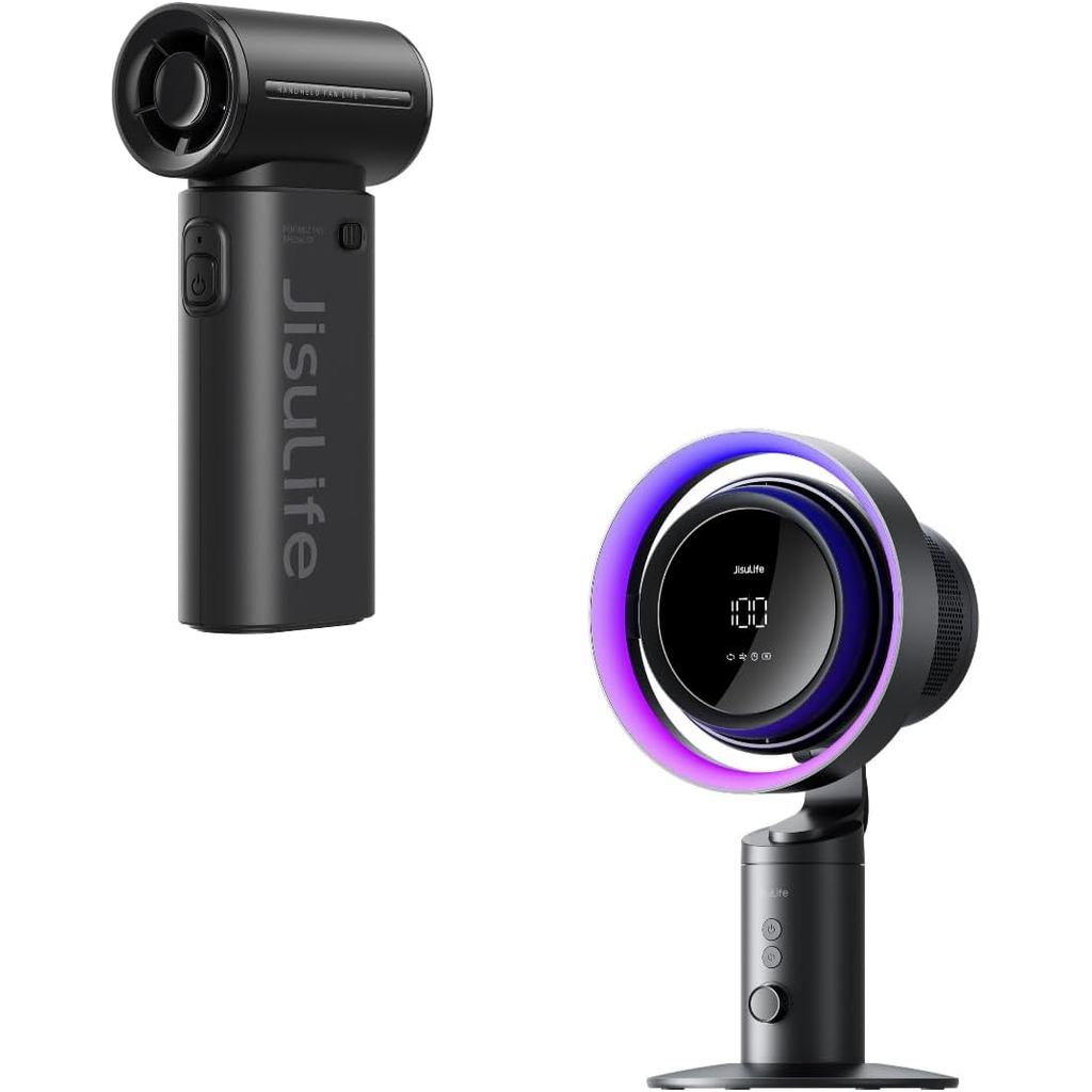 JISULIFE Kipas Tangan Mudah Alih Life9 Kipas Meja Pro3, Kipas Berayun Turbo 3-IN-1