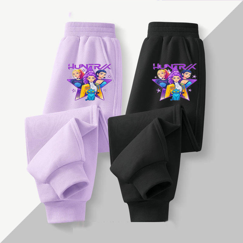 Autumn New Style Big Girl Trousers Children Casual Sports Pants Medium Big Children Casual Breathable Witch Hunters K-POP Merchandise Two-Dimensional Sports Pants Trousers Autumn Winter Trendy