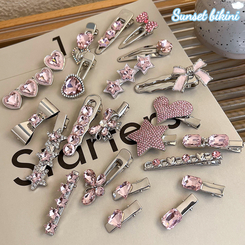 Sunset bikini Crystal Bow Hair Clip Korean Style Accessories Y2k Fashion For Women