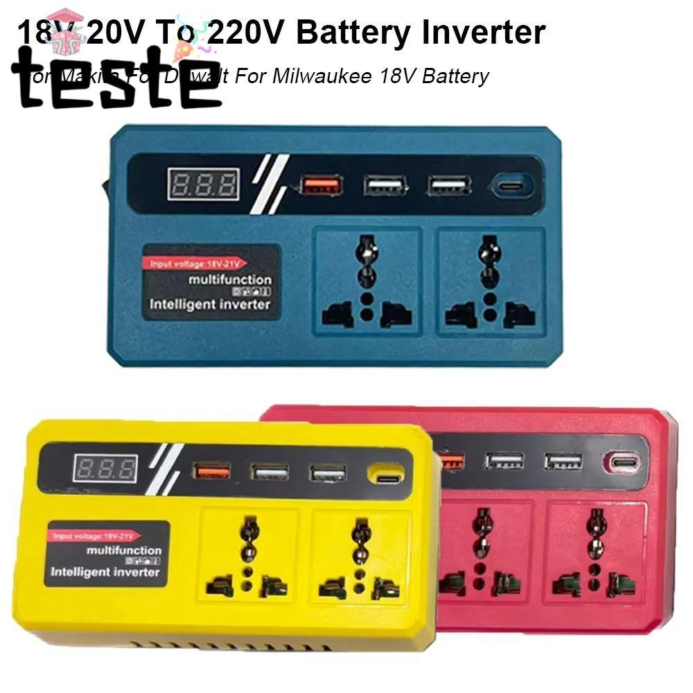 1Pcs Battery Inverter, with 4 USB LED Socket Dual Plug Smart Transformer, 120W 18v 20v To 220v Household Outdoor Work Inverter