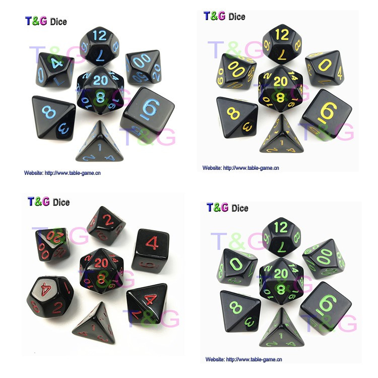 Solid Color Black Multicolor Font Swinger 4-6-8-10-12-20 Multi-Sided Slice Dark Series Running Group Dice