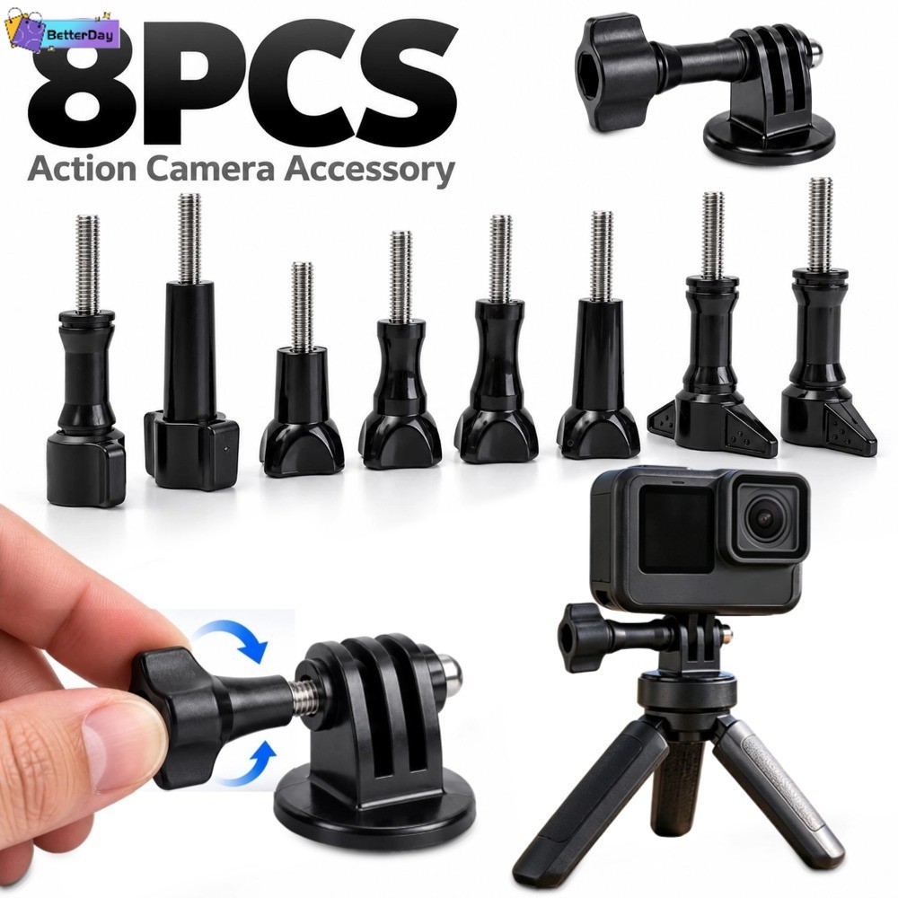 8 Styles M5 Action Camera Thumb Screws Set Stainless Steel Rust Resistant Hand Tight Screws for Tripods Selfie Sticks & Chest Mounts
