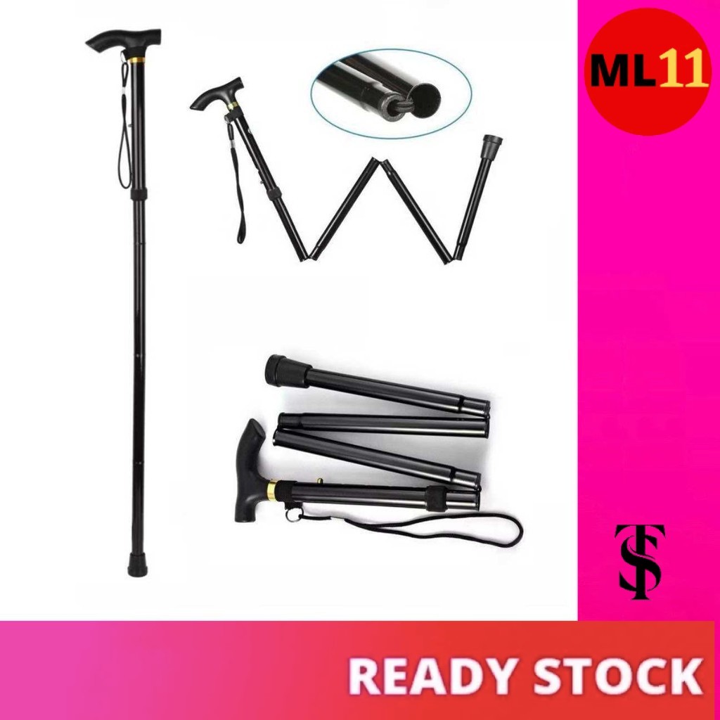 Foldable Basic Walking Stick Light Weight Elder Crutch Sport Injury Cane Mobility Aid Tongkat Orang Tua
